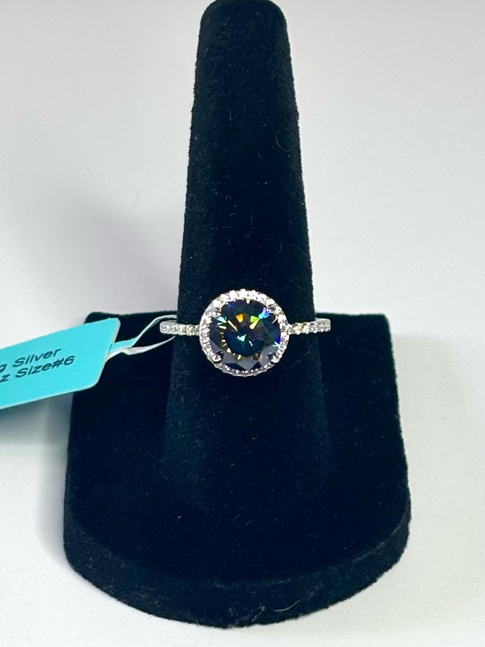 Sterling silver mystic topaz CZ ring (size 6)